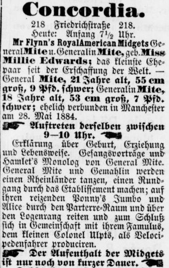 Berliner Börsen-Zeitung_1885_04_11_p14_General-Mite_Schaustellerei_Concordia-Theater