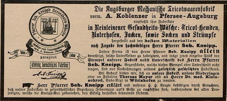 Fliegende Blätter_092_1890_Nr2341_Beibl_p09_Kneipp_Gesundheitswäsche_Augsburg_Naturheilkunde