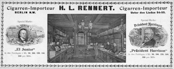 04_Berliner Leben_08_1905_Nr12_sp_Zigarrenhandlung_Verkaufsräume_Verkäufer_H-L-Rennert_Präsident-Harrison
