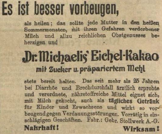 11_Vorwärts_1912_07_13_Nr161_p06_Eichelkakao_Dr-Michaelis_Stollwerck_Prävention
