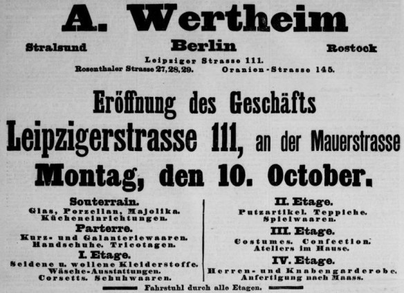 07_Geschäftseröffnung Wertheim Leipzigerstraße 111_Berliner Tageblatt_1892_09_09_Nr513_p4