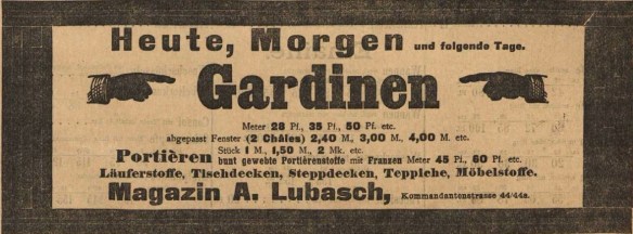 12_Anzeige Magazin A. Lubasch_Vorwärts_1899_03_15_Nr063_p9