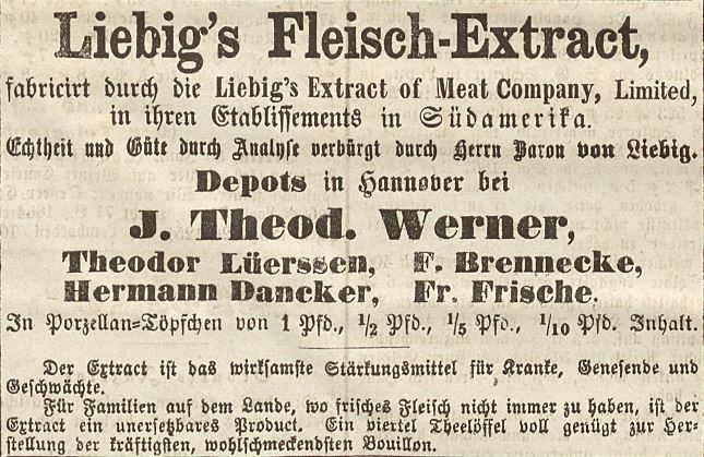 04_Hannoverscher Courier_1867_07_01_p4_Suppenpräparate_Liebigs-Fleischextrakt