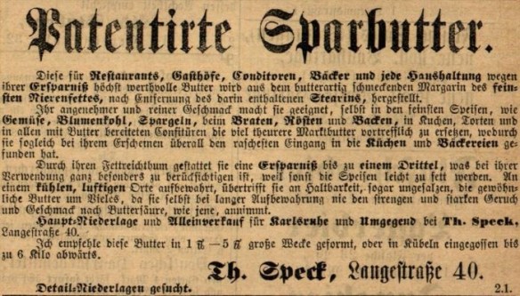 11_Karlsruher Tagblatt_1875_07_08_Nr184_p6_Margarine_Sparbutter