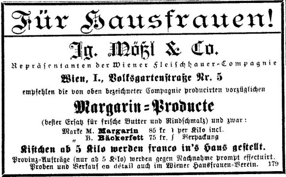 18_Wiener Hausfrauen-Zeitung_12_1886_141_Margarine_Ignaz-Mößl_Wien_Backen