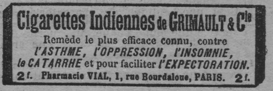 06_La Lanterne_1900_01_23_p4_Medizinalzigaretten_Grimault_Asthma_Hanfzigaretten