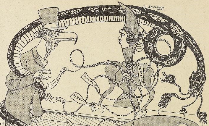 09_Lustige Blätter_14_1899_Nr32_p06_Warenhaus-Hydra_Pleitegeier