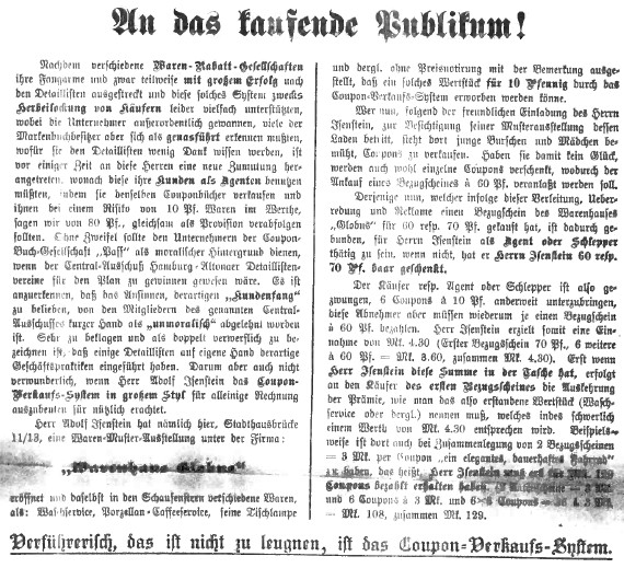 11_Staatsarchiv Hamburg_331-3 Politische Polizei S 6750_Bd2_Schneeballsystem_Warenhaus-Globus_Verbraucheraufklärung