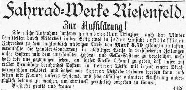 12_Rosenheimer Anzeiger_1900_08_21_Nr188_sp_Fahrradhandel_Schneeballsystem_Riesenfeld
