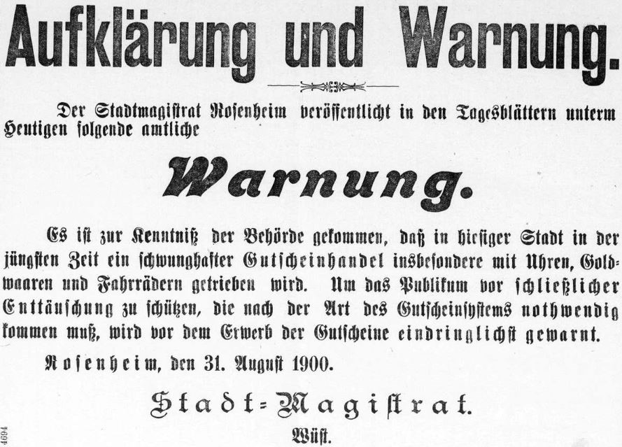 13_Rosenheimer Anzeiger_1900_04_09_Nr200_p4_Schneeballsystem_Verbarucheraufklärung