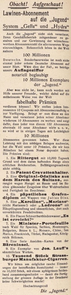 17_Jugend_04_1899_p520_Schneeballsystem_Abonnement_Gella-Hydra-Handel