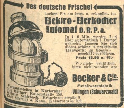 19_Badische Presse_1930_04_05_Nr162_p11_Elektrogeräte_Eierkocher_Frischeier_Becker_Villingen