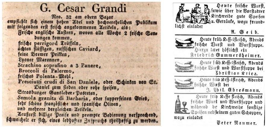 04_Münchner Tageblatt_1832_12_05_p1363_Neustadter Zeitung_1866_11_09_Nr264_p2_Frische_Feinkosthandel_Gaststätten