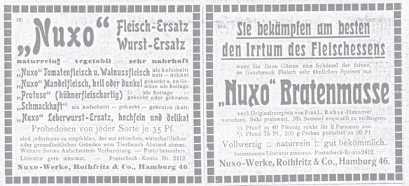 05_Vegetarische Warte_46_1913_H8_3Svp073_Fleischersatz_Wurstersatz_Bratenmasse_Würste_Nuxo_Rothfritz_Hamburg