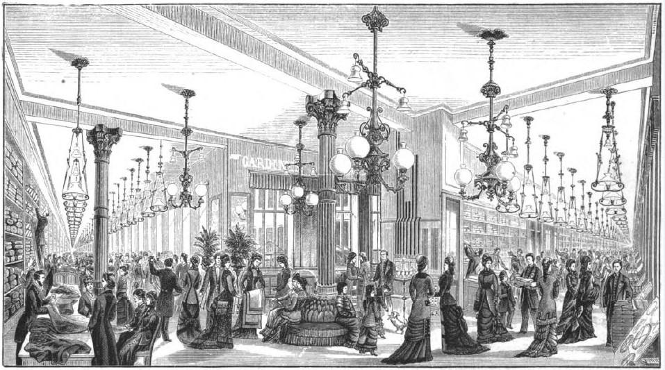 004_Illustrirte Zeitung_078_1882_p269_Kaufhaus_Rudolph-Hertzog_Verkaufsräume_Gasbeleuchtung