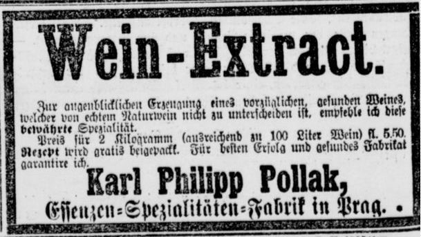 012_Berliner Tageblatt_1891_08_04_Nr175_p04_Wein_Kunstwein_Essenzen_Nahrungsmittelfälschung_Weinextrakt_Karl-Pollak_Prag