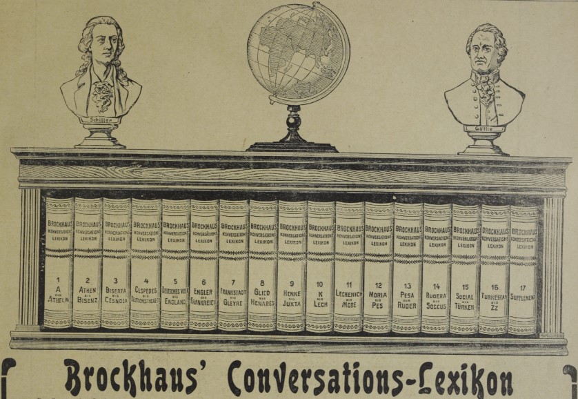016_Das interessante Blatt_24_1905_04_17_Nr14_p17_Konversationslexikon_Brockhaus_Goethe_Schiller_Globus