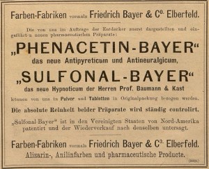 052_Zeitschrift des allg. österreich. Apotheker-Vereines_43_1889_01_01_Nr01_Anzeigen_p01_Pharmazeutika_Phenacetin_Sulfonal_Grippe_Bayer_Elberfeld