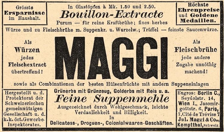 086_Fliegende Blaetter_088_1888_Nr2224_p11_Suppenpräparate_Würzen_Maggi_Suppenmehle_Boullionextrakt