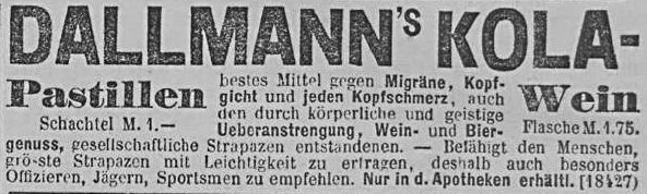 12_Allgemeine Zeitung_1891_05_31_Nr149_p4_Kolapräparate_Kolawein_Kola-Pastillen_Dallmann