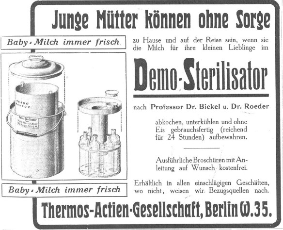 20_Fliegende Blaetter_135_1911_Nr3445_Beibl_p09_Saeuglingsernaehrung_Konservierungsgeraet_Demo-Sterilisator_Thermos_Bickel_Roeder