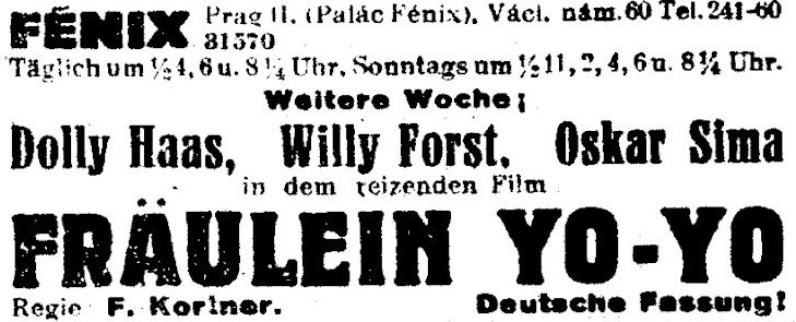 25_Prager Tagblatt_1933_03_10_Nr059_p10_Kinofilm_Fraeulein-Yo-Yo_Fritz-Kortner_Willy-Forst_Dolly-Haas