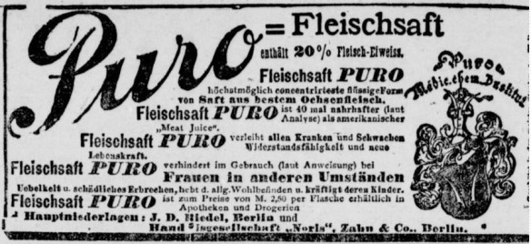 07_Berliner Tageblatt_1897_01_28_Nr49_p08_Kraeftigungsmittel_Fleischsaft-Puro