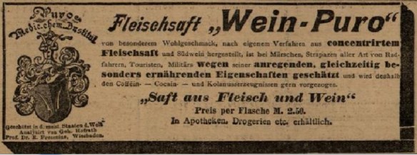 08_Badische Landes-Zeitung_1897_01_17_Nr14_BlI_p4_Kraeftigungsmittel_Medizinalwein_Wein-Puro_Fleischsaft