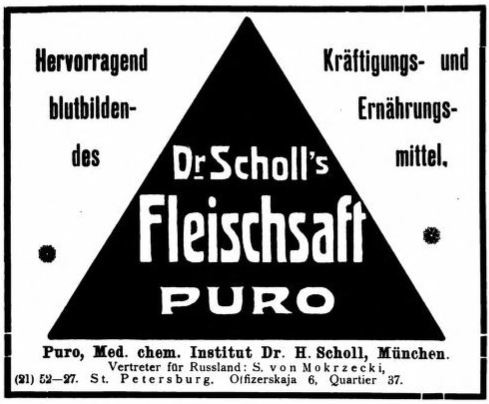 20_St. Petersburger Medicinische Wochenschrift_33_1910_p310_Kraeftigungsmittel_Fleischsaft-Puro_Russland