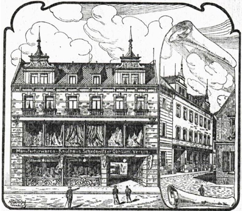 19_Frauen-Genossenschaftsblatt_01_1902_p125_Konsumverein_Schedewitz_Kaufhaus_Schaufenster_Verkaufsstaette