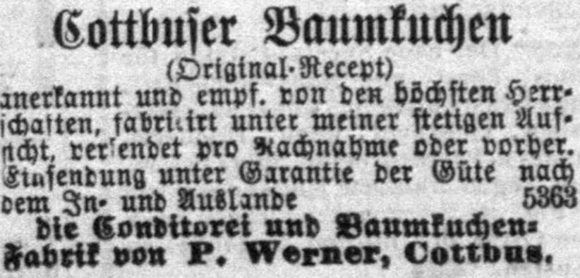 20_Berliner Wespen_13_1880_p22_Versandgeschäft_Konditor_Baumkuchen_Cottbus_Werner