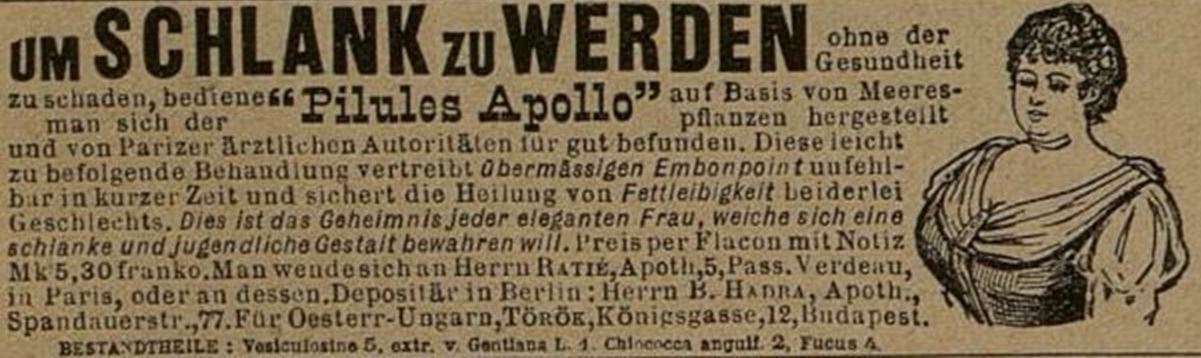 05_Der Bazar_50_1904_p032_Schlankheitspraeparate_Geheimmittel_Pilules-Apollo