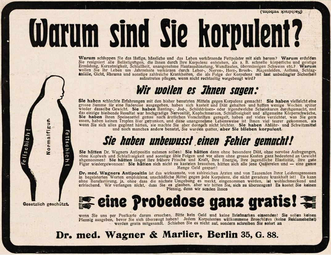 14_Jugend_11_1906_p863_Schlankheitspraeparate_Antipositin_Wagner-Marlier_Geheimmittel_Korpulenz