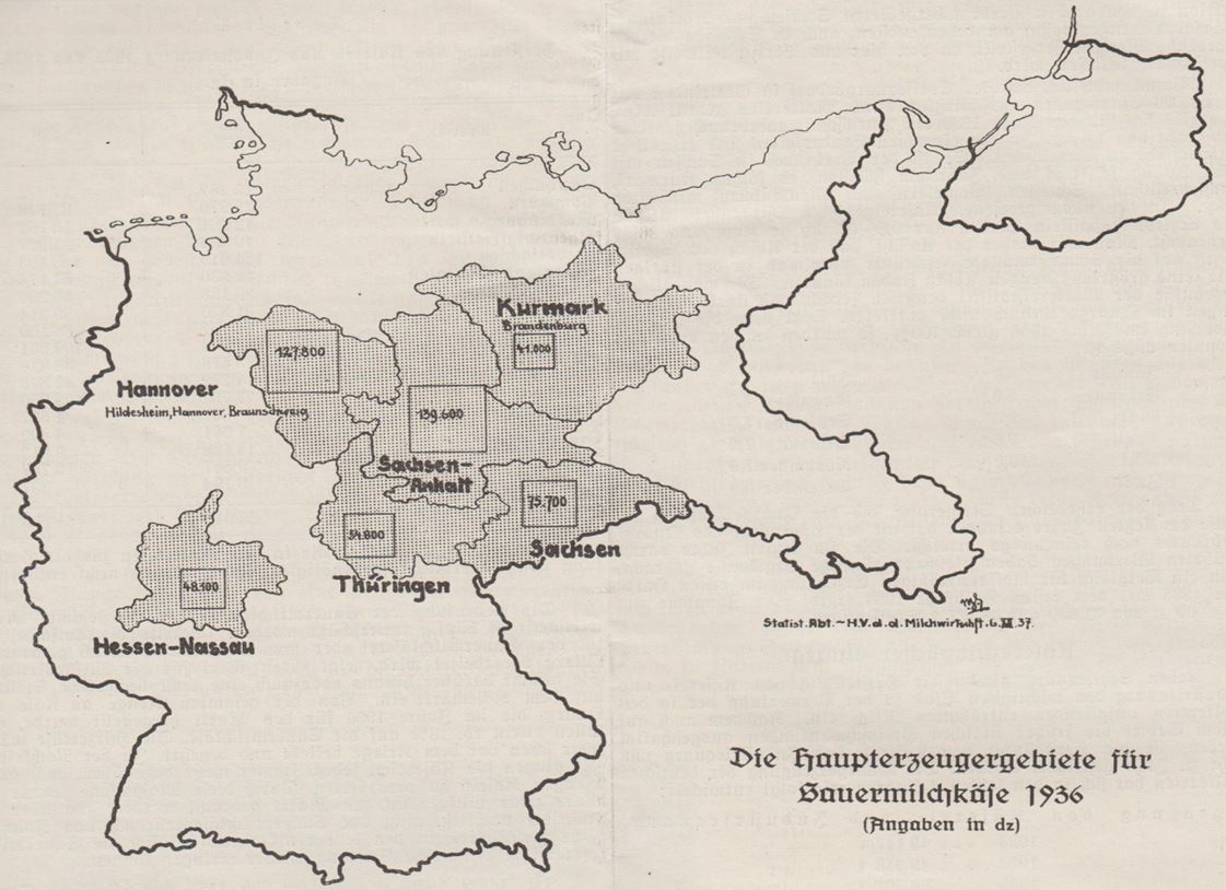01_Die Kaese-Industrie_11_1938_p036_Kaese_Sauerkaese_Regionale-Verzehrsunterschiede_Karte_Mitteldeutschland