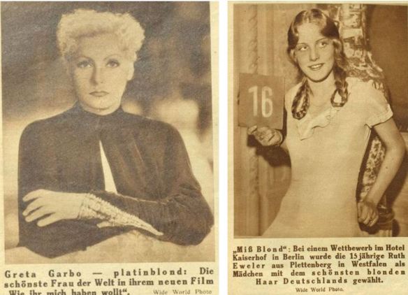 08_Das interessante Blatt_51_1932_Nr24_p06_Ebd._Nr11_p06_Filmschauspielerinnen_Greta-Garbo_Ruth-Eweler_Blondinen_Schoenheitswettbewerb