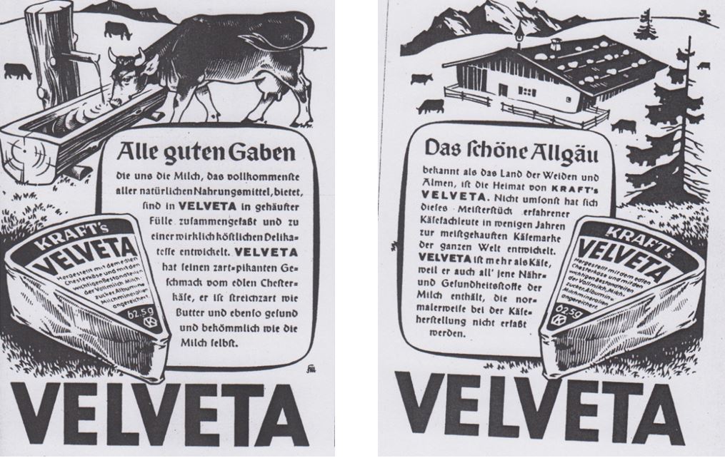 08_Die Stimme der Frau_1_1948-49_H10_p29_ebd_H08_p31_Schmelzkaese_Velveta_Alpen_Allgaeu_Kraft