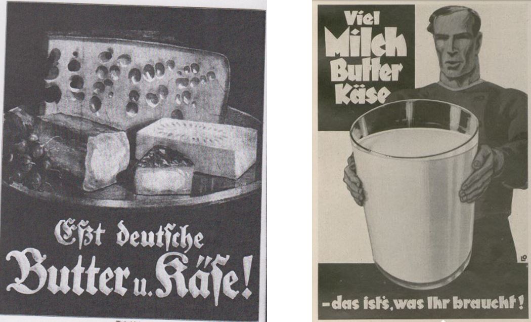 14_Kladderadatsch_82_1929_Nr09_sp_Gebrauchsgraphik_09_1932_H08_p49_Gemeinschaftswerbung_Milchprodukte_Kaese_Butter