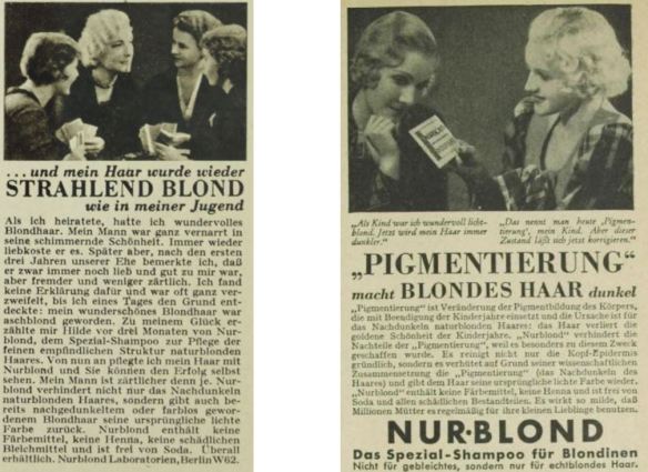 17_Die Buehne_1932_H330_p38_Uhu_10_1934_Nr09_p105_Haarpflege_Haarshampoo_Nurblond_Freundinnen