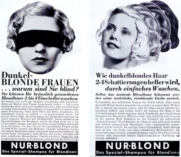21_Illustrierter Beobachter_11_1936_p656_Ebd._p436_Haarpflege_Haarshampoo_Nurblond_Blondinen