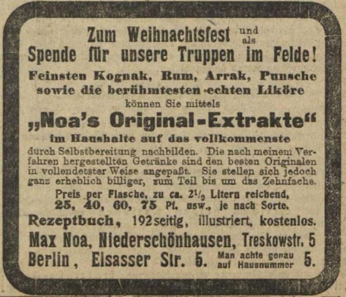 35_Vorwaerts_1914_12_20_Nr347_p04_Max-Noa_Essenzen_Spirituosen_Selbstbereitung_Liebesgabe_Weihnachten