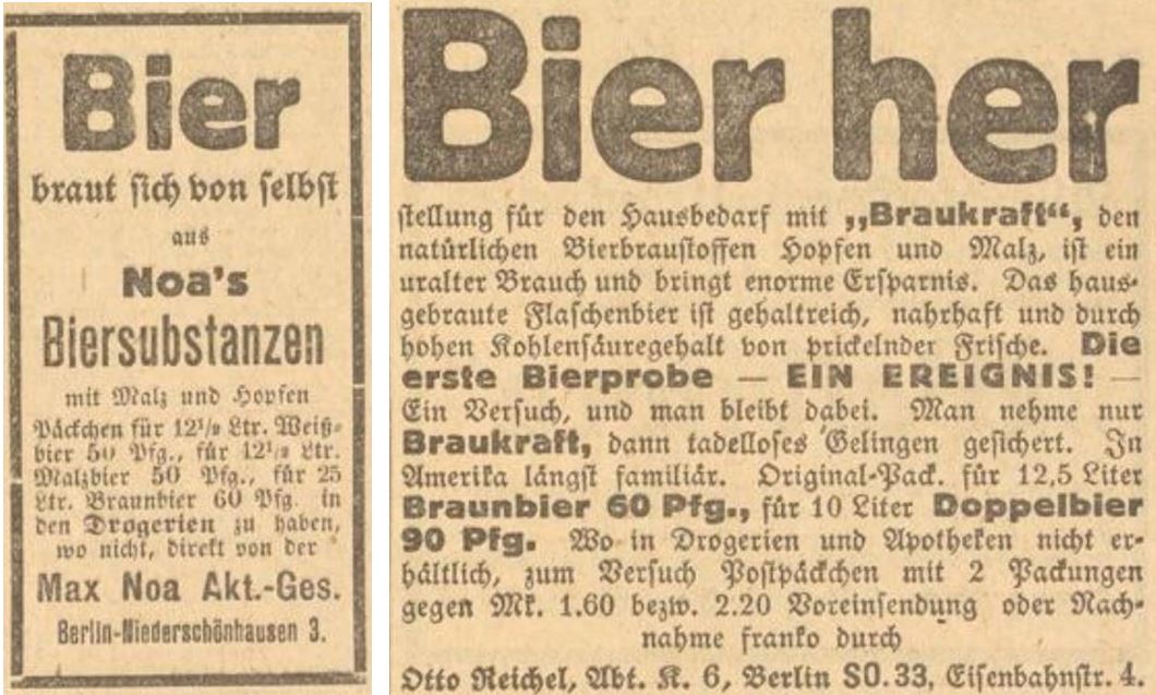 41_Des Lahrer hinkenden Boten neuer Kalender_1925_Werbung_p11_ebd_p15_Max-Noa_Otto-Reichel_Bier_Heimbrauen_Selbstbereitung_DIY