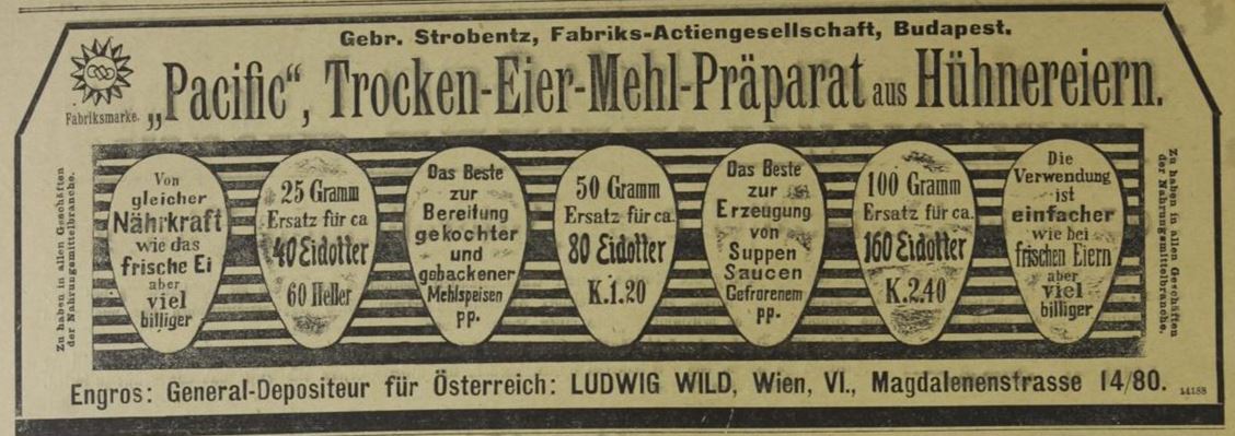 02_Das interessante Blatt_24_1905_Nr39_p32_Eier_Trockeneier_Pacific_Ludwig-Wild_Wien_Strobentz_Budapest