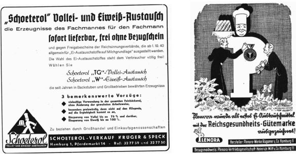 04_Mehl und Brot_40_1940_p455_Ebd_42_1942_p123_Eier_Austauschstoffe_Ersatzmittel_Schoeterol_Plenora_Hamburg