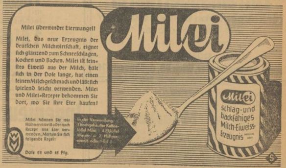 05_Voelkischer Beobachter_1939_03_05_Nr064_p17_Austauschstoffe_Milei_Eier_Verpackung_Stuttgart