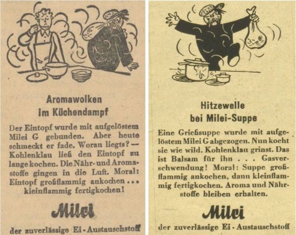 26_Voelkischer Beobachter_1943_04_14_Nr104_p6_Wiener Illustrierte_1943_05_26_Nr21_p08_Milei_Kohlenklau_Austauschstoff_Eier_Kochen