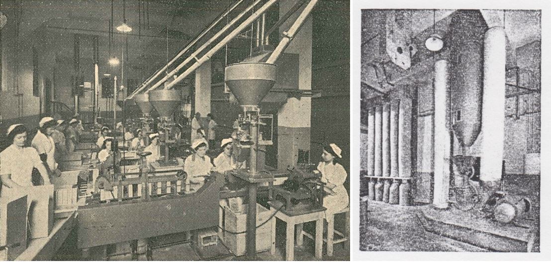 06_Die Milchwissenschaft_01_1946_p65_ebd_p60_Migetti_Produktionsstaette_Fuerth_Verpackung_Frauenarbeit_Muehle