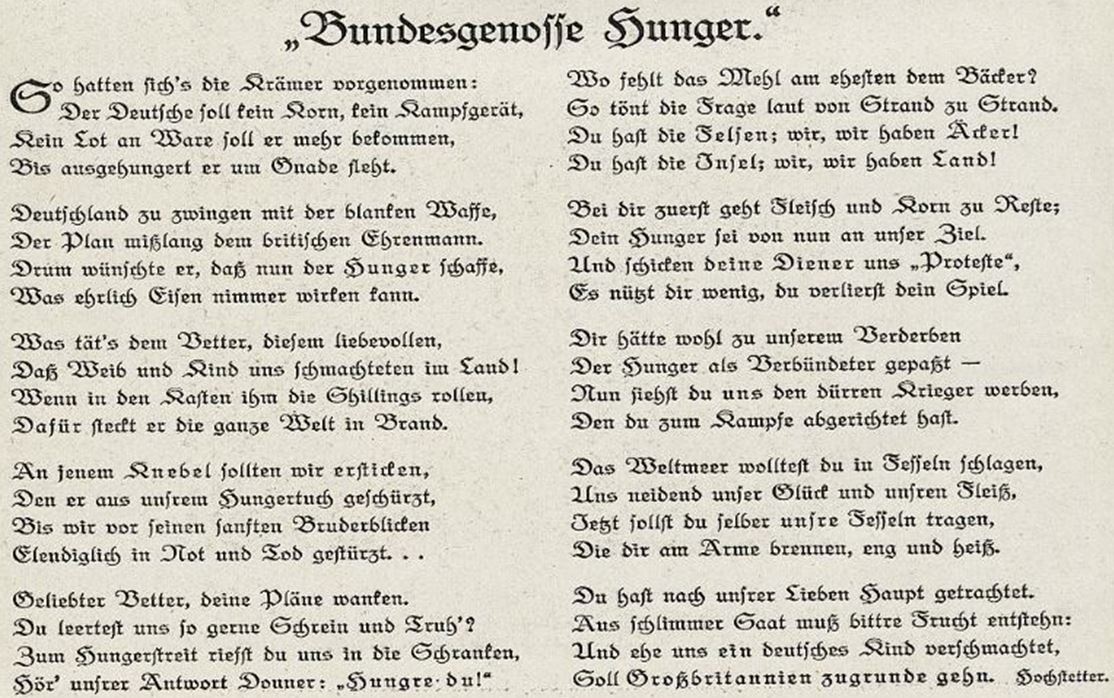 07_Lustige Blaetter_30_1915_Nr09_p6_WKI_Deutschland-Großbritannien_Blockade_Hunger_U-Bootkrieg_Gustav-Hettstetter_Gedicht