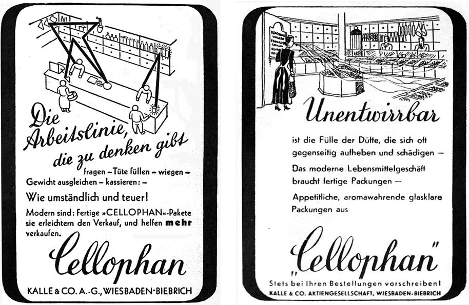 08_Deutsche Handels-Rundschau_29_1939_p387_ebd_p477_Cellophan_Verpackungen_Kalle_Wiesbaden_Einzelhandel_Rationalisierung_Verkaufsstaetten
