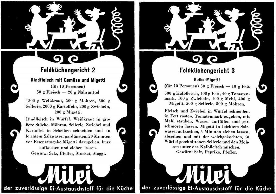 13_Zeitschrift fuer Volksernaehrung_17_1942_H09_pIII_ebd_H10_pII_Migetti_Gemeinschaftsverpflegung_Gaststaetten_Feldkuechengericht_Milei_Austauschstoffe
