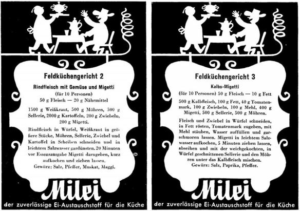 13_Zeitschrift fuer Volksernaehrung_17_1942_H09_pIII_ebd_H10_pII_Migetti_Gemeinschaftsverpflegung_Gaststaetten_Feldkuechengericht_Milei_Austauschstoffe